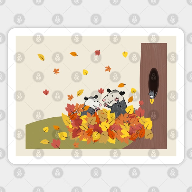 Fall fun Opossums Magnet by Coconut Moe Illustrations